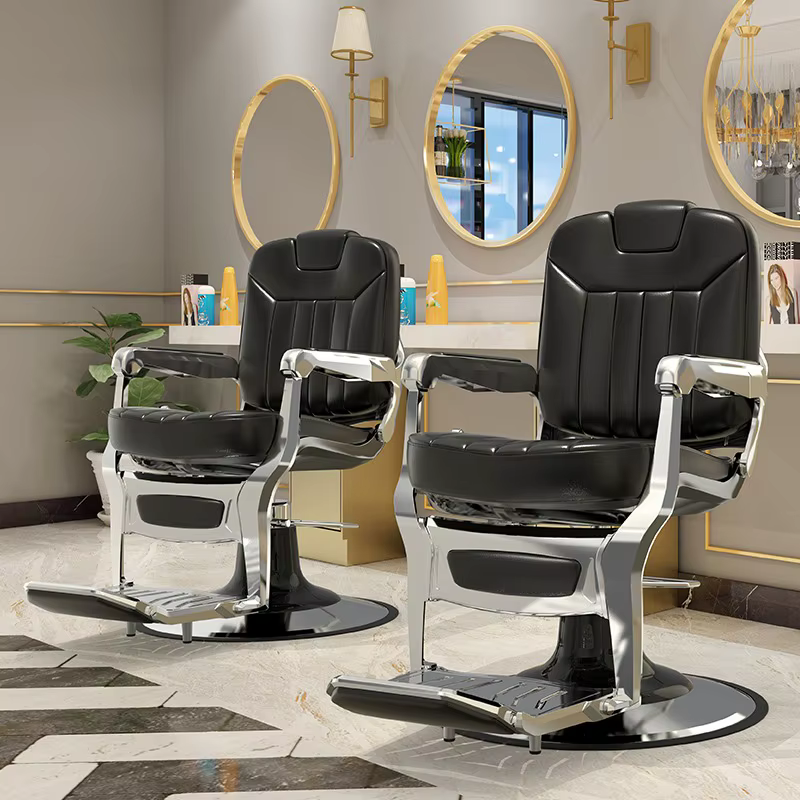 Design de barbier esthétique ergonomique, organisateur professionnel confortable, chaise de barbier au sol, meubles modernes Friseur Stuhle