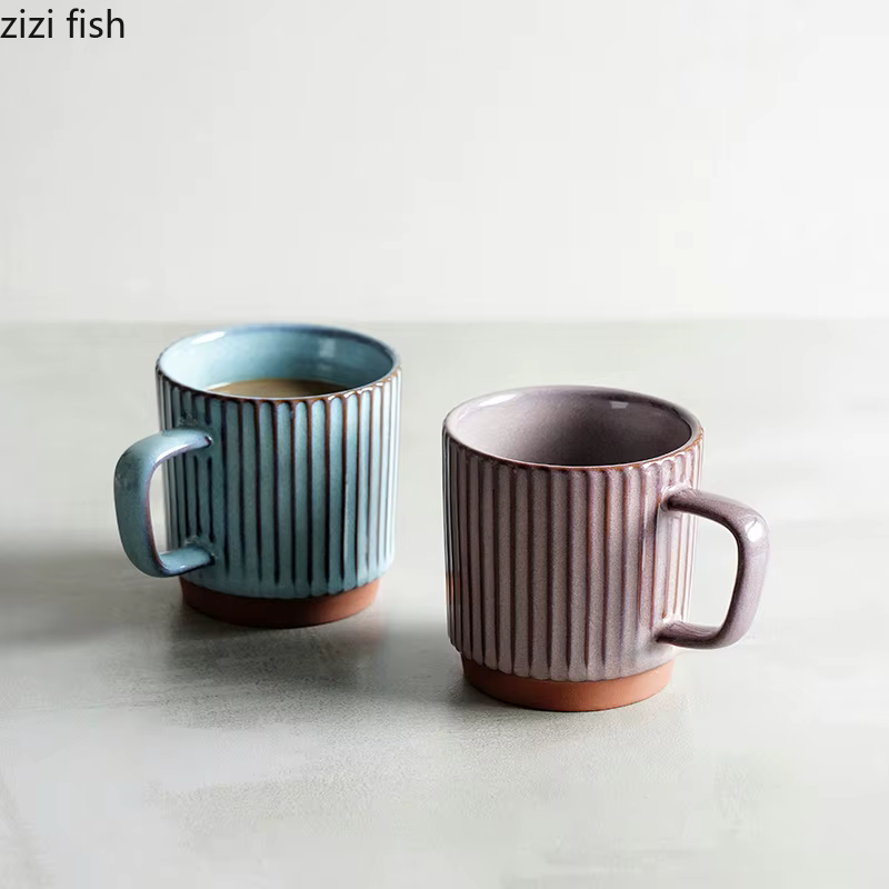 Tasse à rayures Vintage en céramique