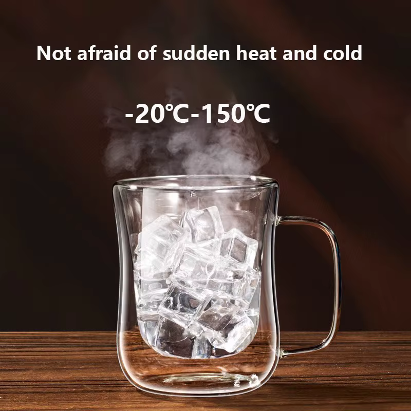 FOME 1/2/4 pièces tasses à café en verre à Double paroi tasse à expresso transparente avec poignée pour boisson chaude