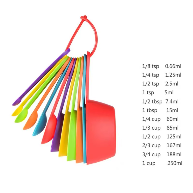 Ensemble de cuillères à mesurer en plastique avec échelle