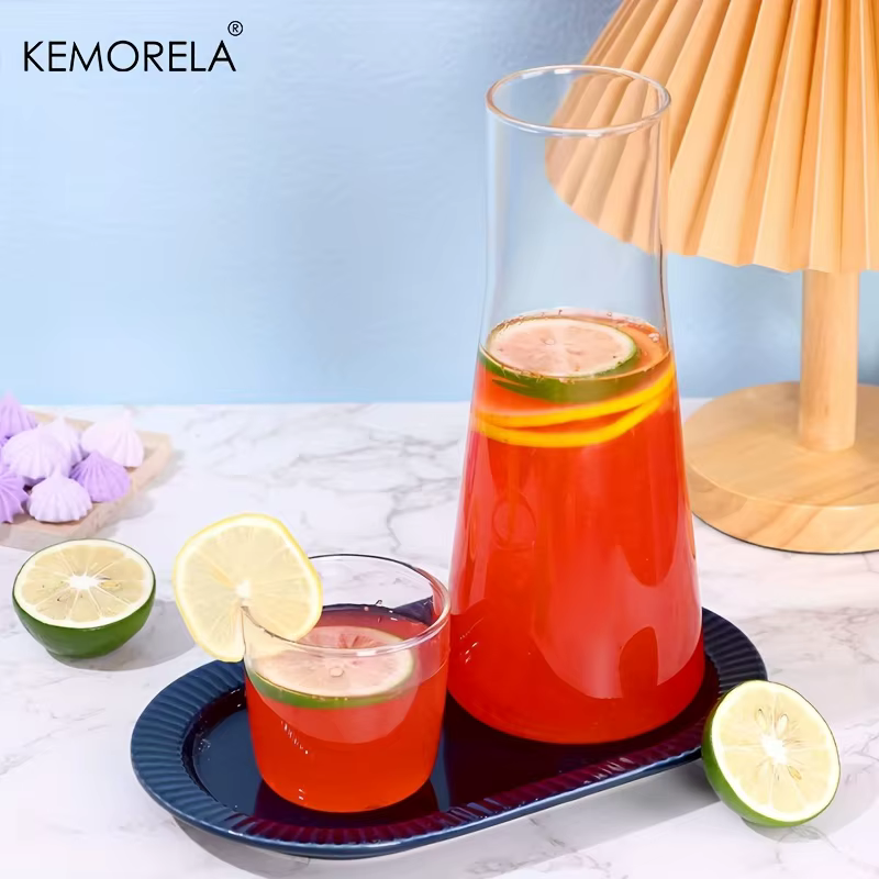 1/2 pièces 30oz clair haute teneur en verre Borosilicate jeu de Carafe d'eau de chevet avec gobelet-broche