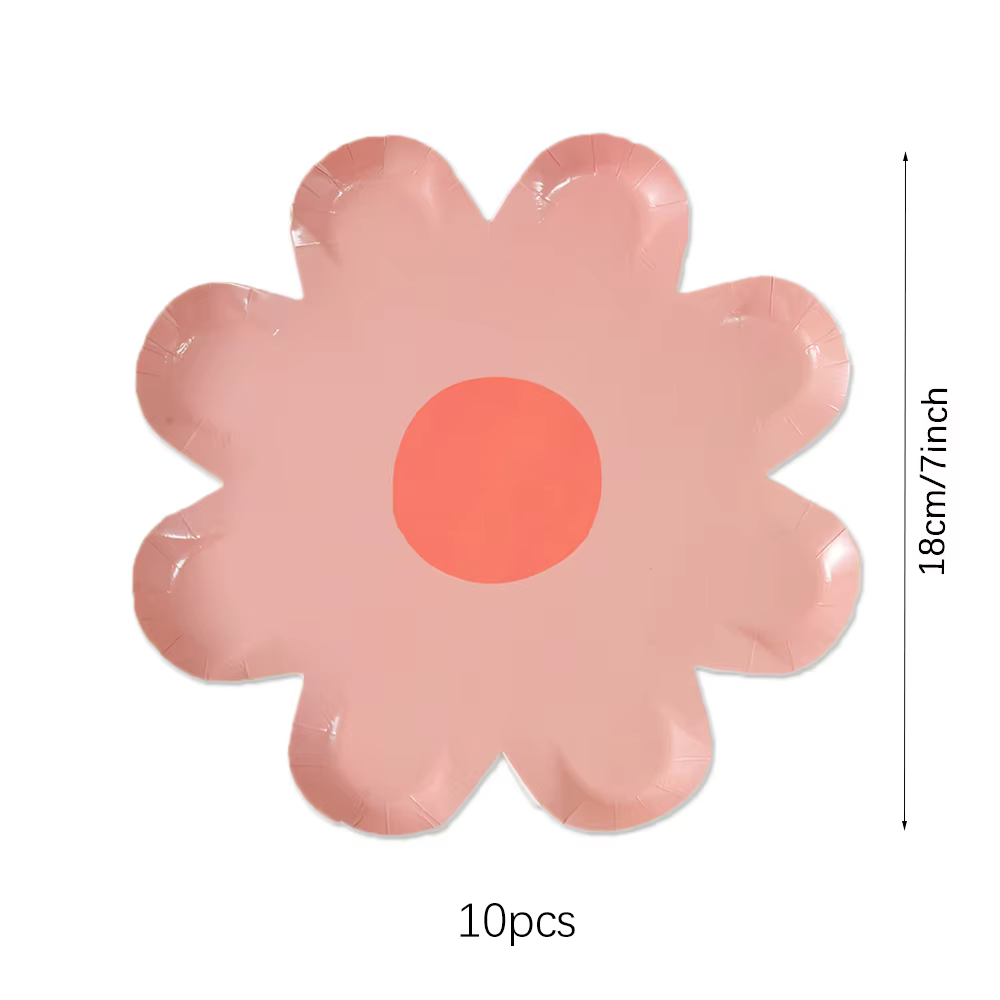 Lot de 10 assiettes jetables en papier motif marguerite pour gâteaux