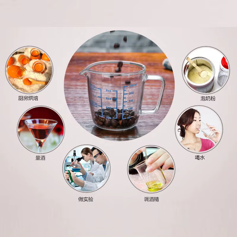 Tasse à mesurer en verre YWDL 250/500ml avec couvercle