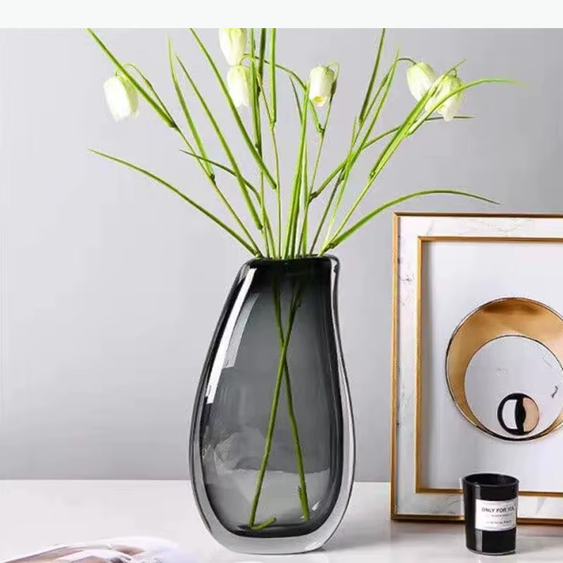 Vase en verre transparent à double couche, pots de fleurs hydroponiques, décoration de bureau, arrangement floral, vase floral, décoration esthétique de la pièce