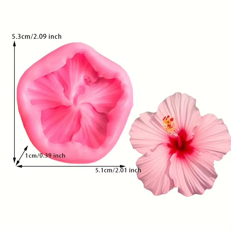 Ensemble de 4 moules en Silicone pour fleurs d'hibiscus