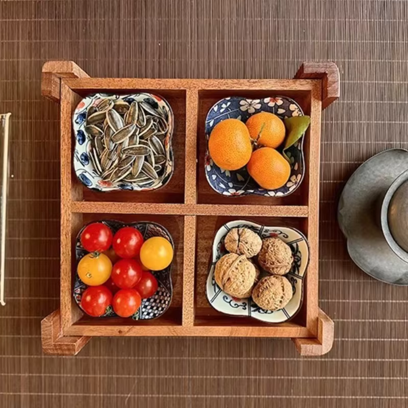 Plateau à thé japonais en bois de Sapele