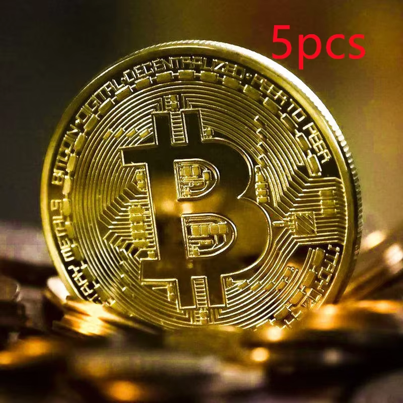 5 pièces plaqué or Casascius Art Collection cadeau crypto commémoratif physique métal antique imitation Bitcoin pièce à collectionner