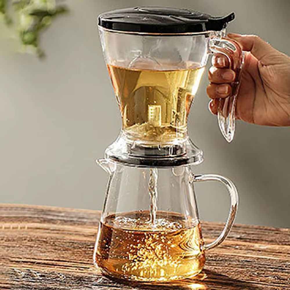Carafe à expresso 600 ml, filtre à café pour infusion, pot à café transparent en PC avec tasse, infuseur à thé, Americano