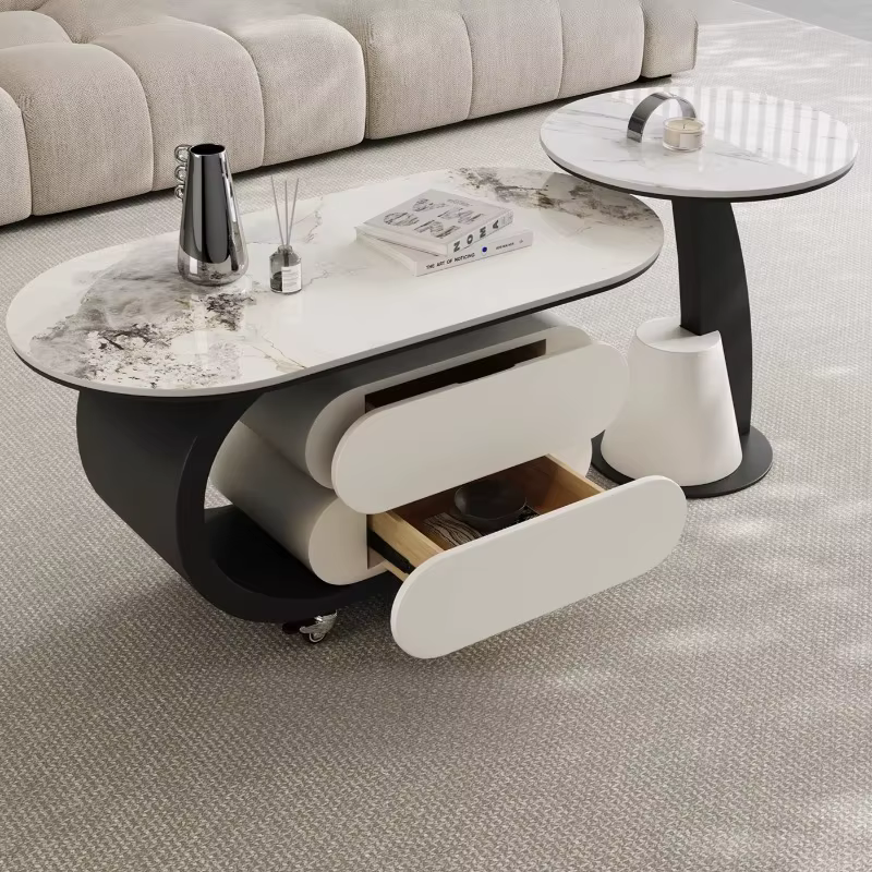 Table basse à tiroirs simples, design moderne, tables basses de salon, tables basses mobiles flexibles, Stolik Kawowy, meubles de maison