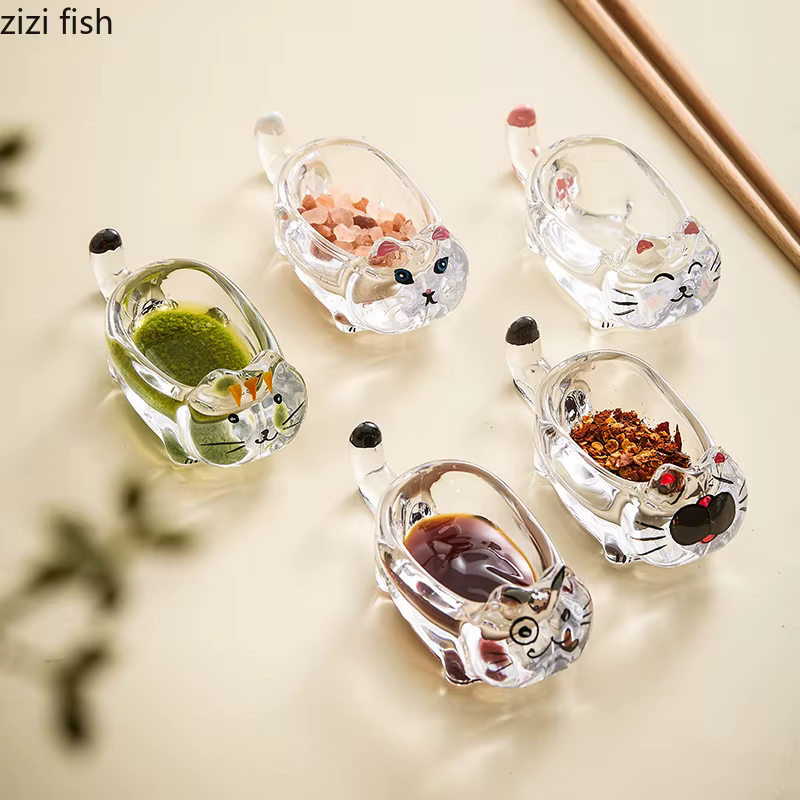 Plat d'assaisonnement en verre de cristal pour chat