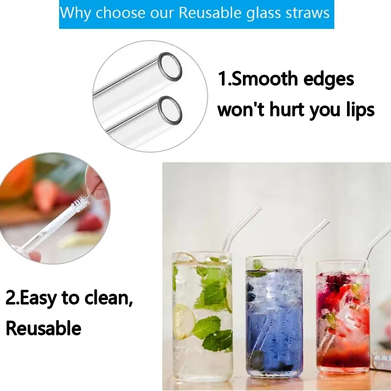 Pailles en verre écologiques réutilisables