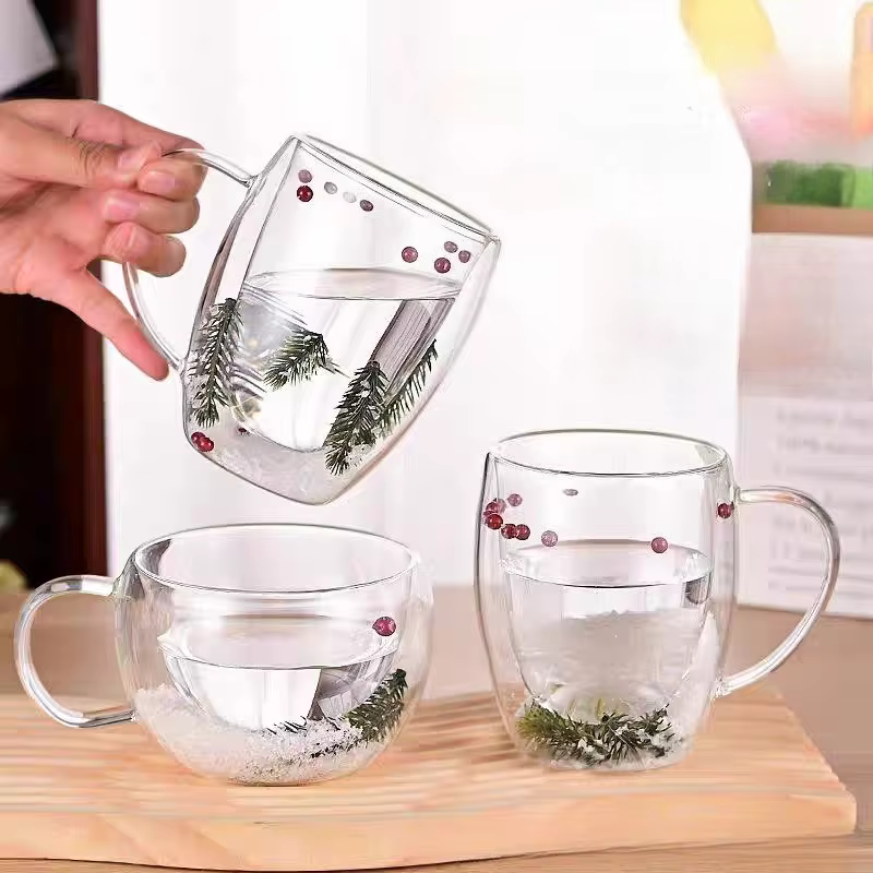 Tasse de noël en verre à Double paroi