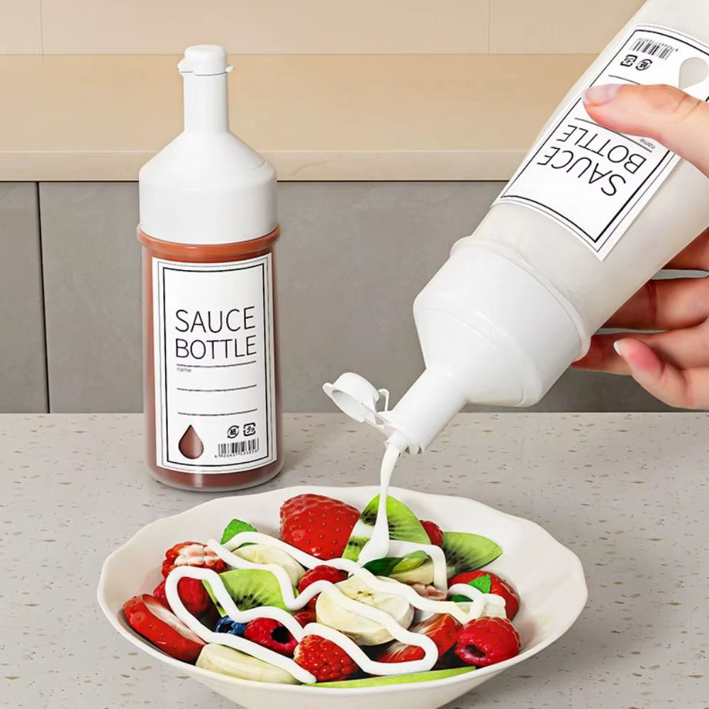 Bouteilles à presser pour condiments avec couvercles