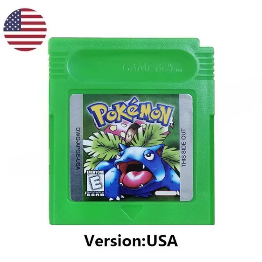 ● HOT USA ESP FRA GBC Lot de cartouches Pokémon Rouge/Bleu/Cristal/Or/Argent/Jaune/Vert Carte multilingue Carte de jeu Pokémon