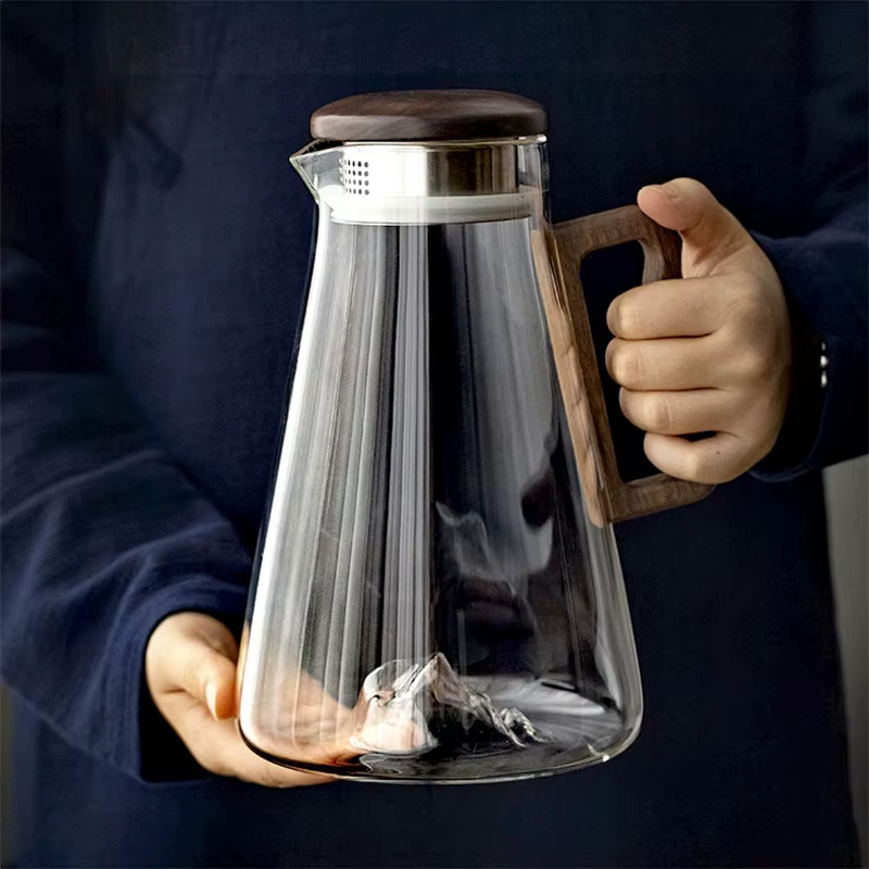 Pichet d'eau froide en verre de grande capacité 2000ML