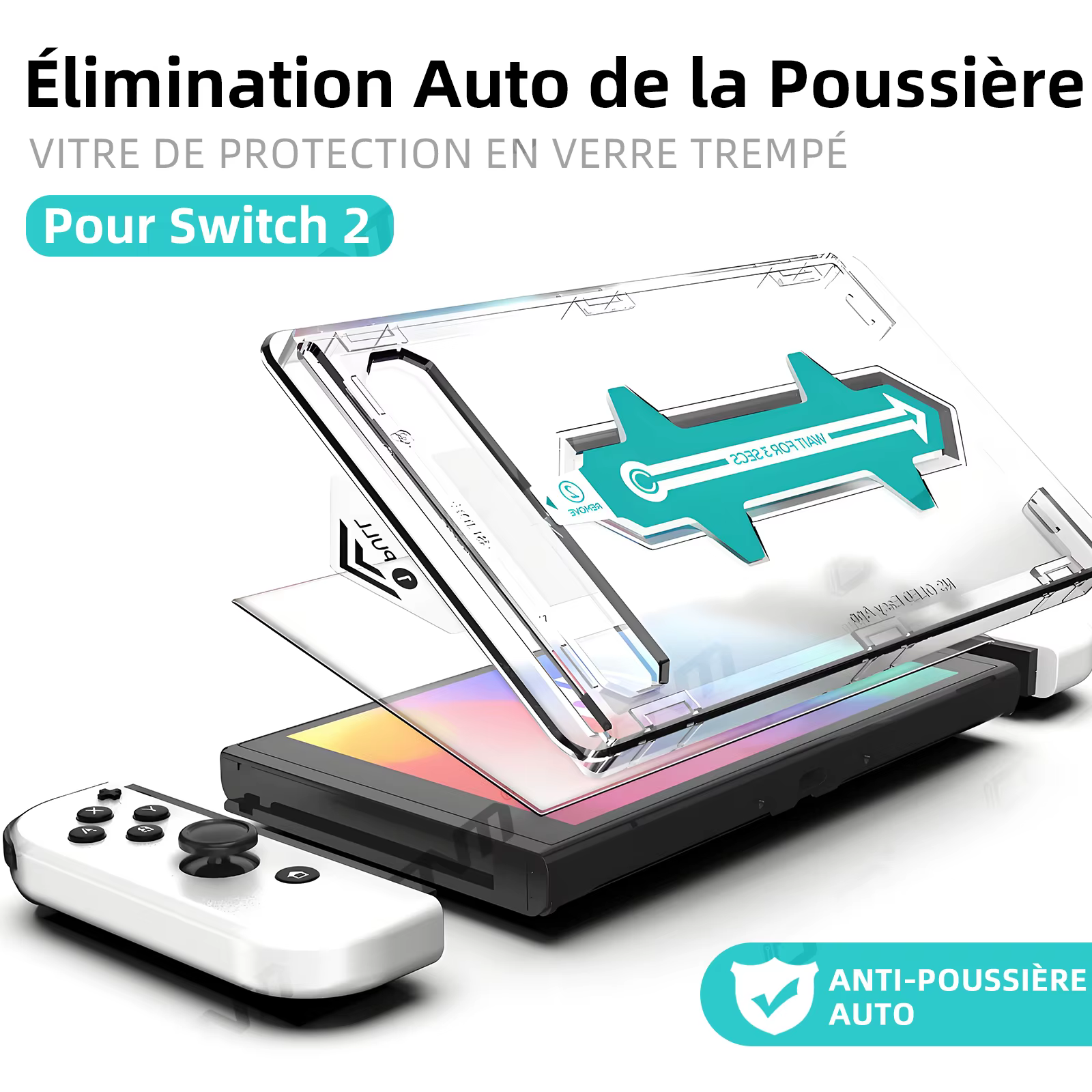 Protecteur d'écran d'alignement automatique pour accessoires OLED Nintendo Switch 2, verre trempé transparent HD pour Switch2, sans bulles