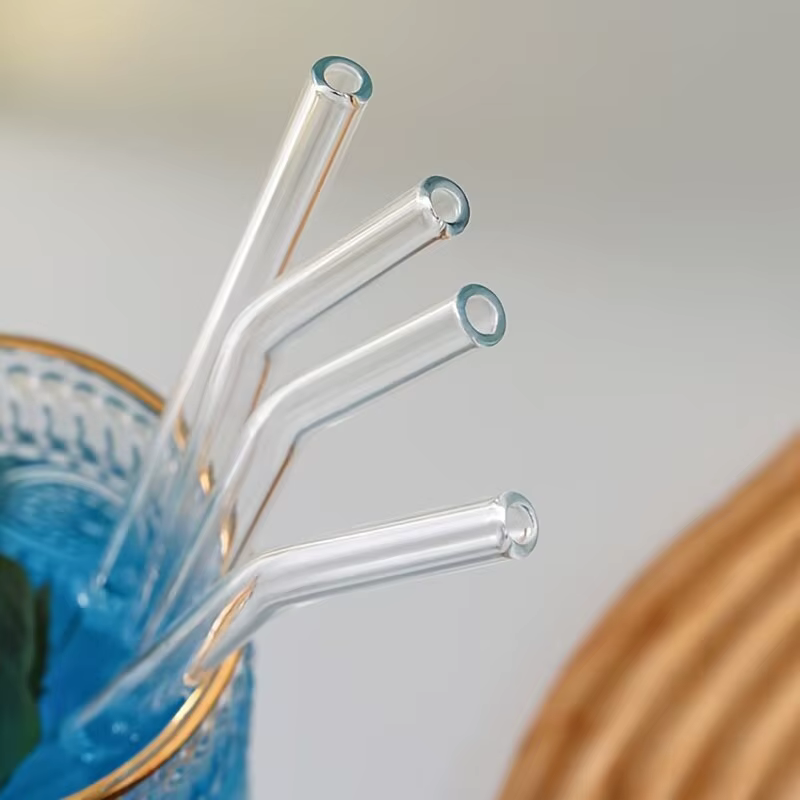 1set résistant à la chaleur verre pailles avec brosse-lot de 5-réutilisable et lavable