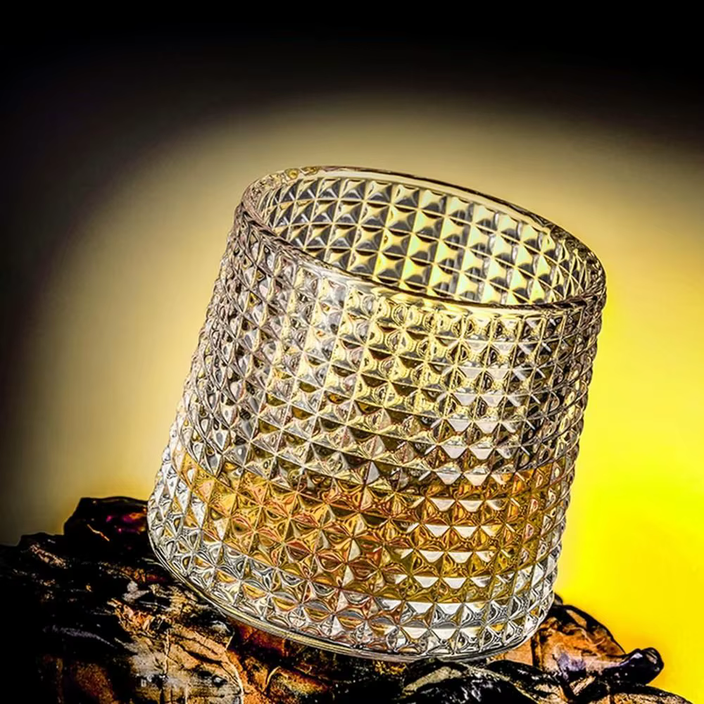 Bureau à domicile avec Base tasse en verre cristal rhum