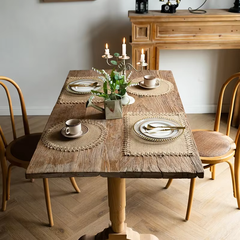 Napperons ronds en toile de jute
