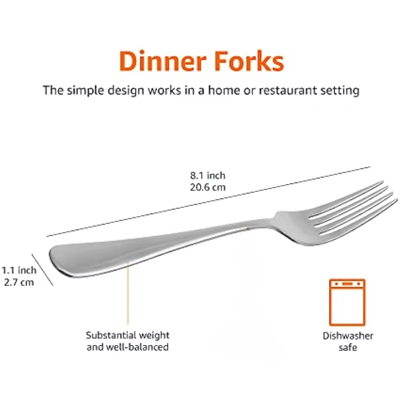 Fourchettes à dîner robustes en acier inoxydable avec bord rond