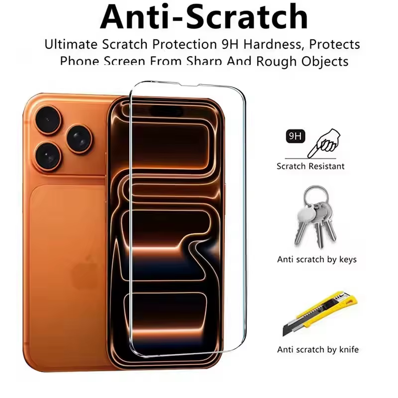 5 pièces verre trempé pour iphone 17 Pro Max Air 16 16e 15 14 13 12 11 6 7 8 Plus Mini X Xr Xs Max verre de protection pour iPhone 17