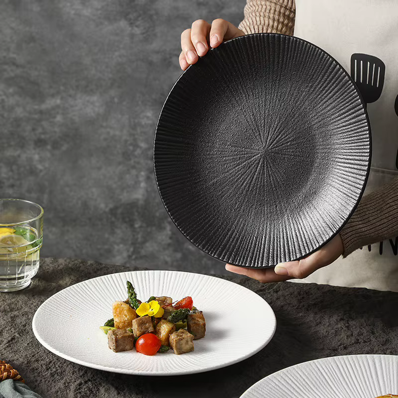 Assiette de table rétro noire assiettes de cuisine chinoise