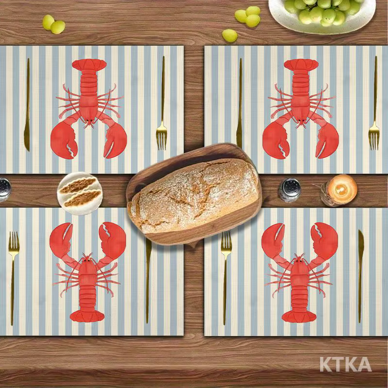 4 pièces, sets de table à rayures bleues et blanches