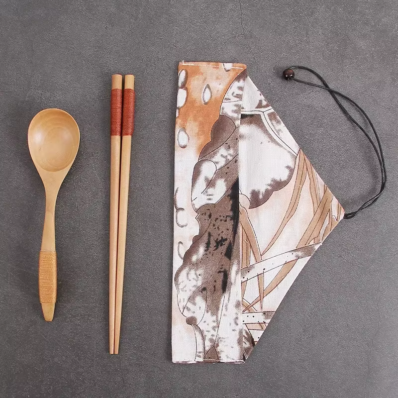 Ensembles de couverts en bois avec cuillère fourchette
