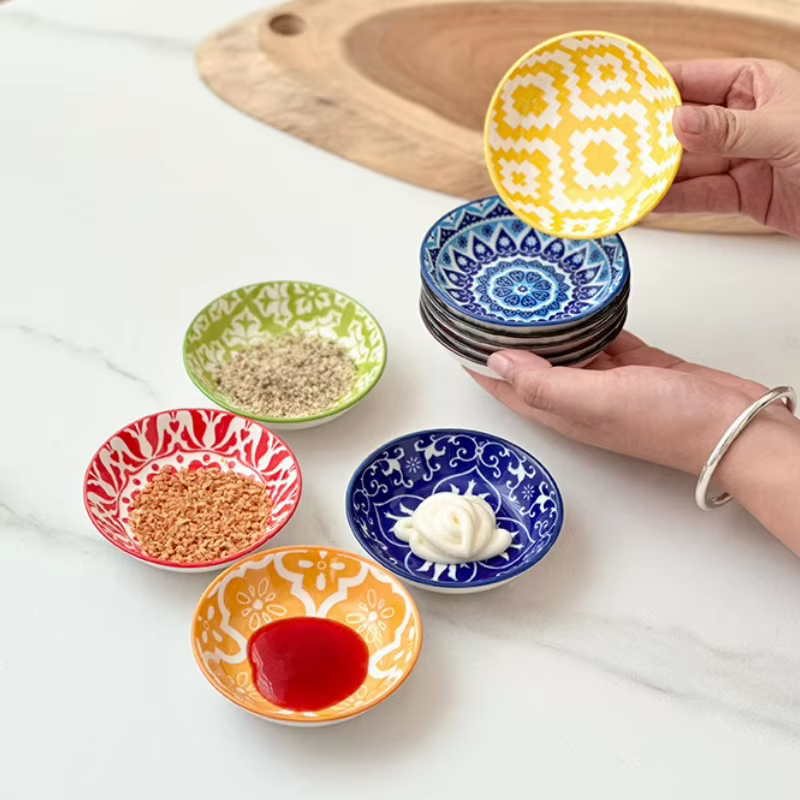 Assiettes à vinaigre en céramique bohème