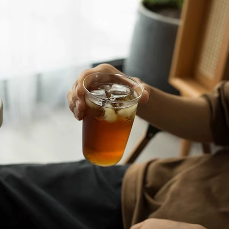 Verre café bouclé Latte tasse Transparent lait jus