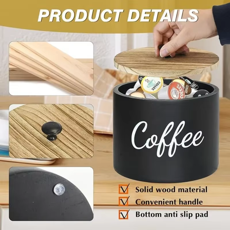 OCOOSO – boîte à dosettes de café en bois avec couvercle