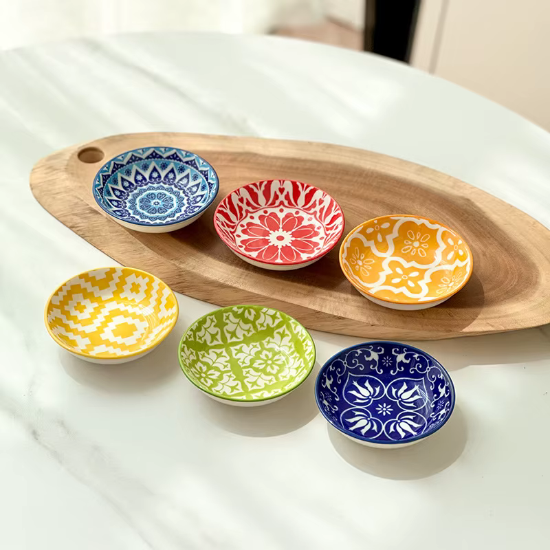 Assiettes à vinaigre en céramique bohème