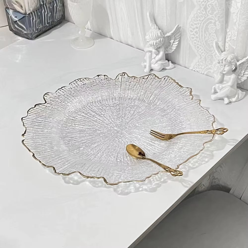 100 pièces de sous-assiettes transparentes décoratives de 33 cm pour la table