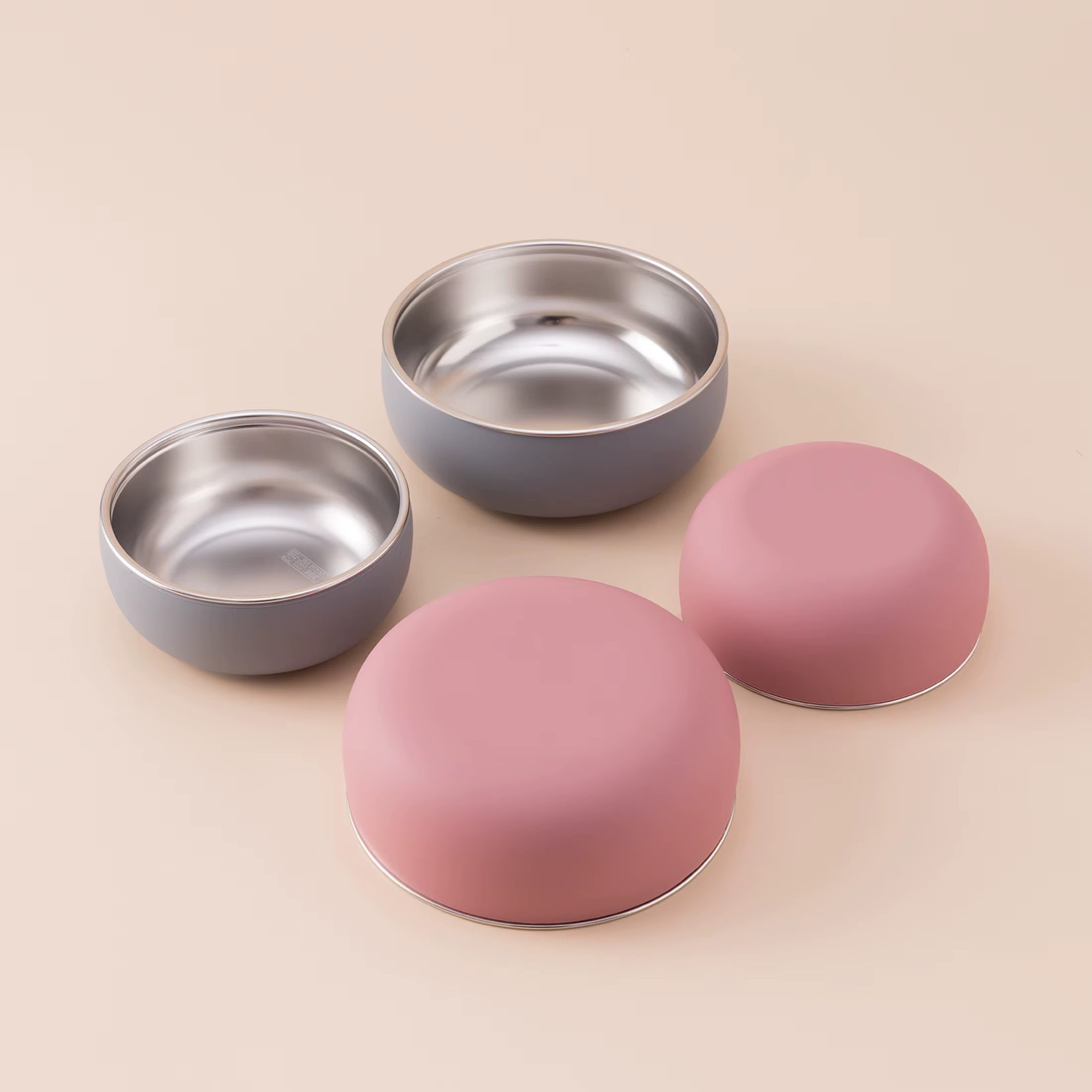 Couleur enfants 2 pièces bol en acier inoxydable ensemble de vaisselle pour l'alimentation du bébé détachable Silicone