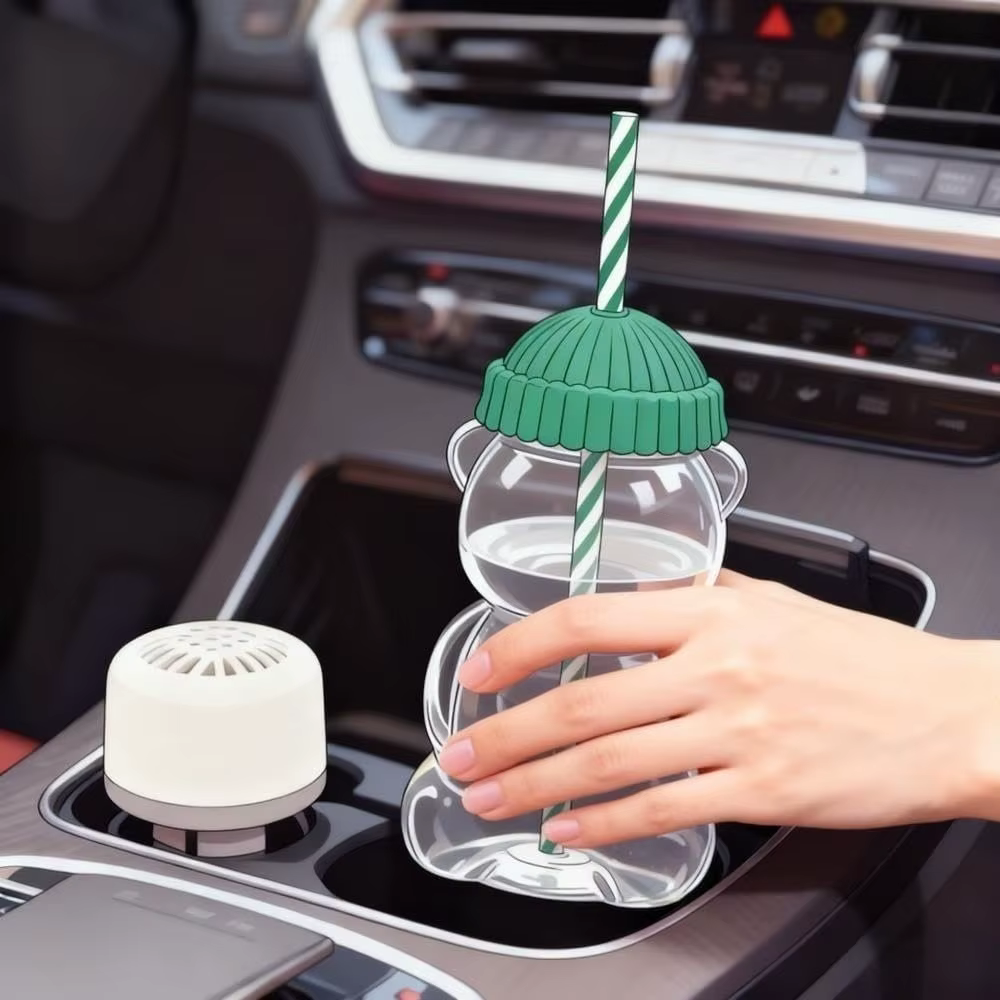 Tasse en verre ours 2025 mignonne transparente avec couvercle
