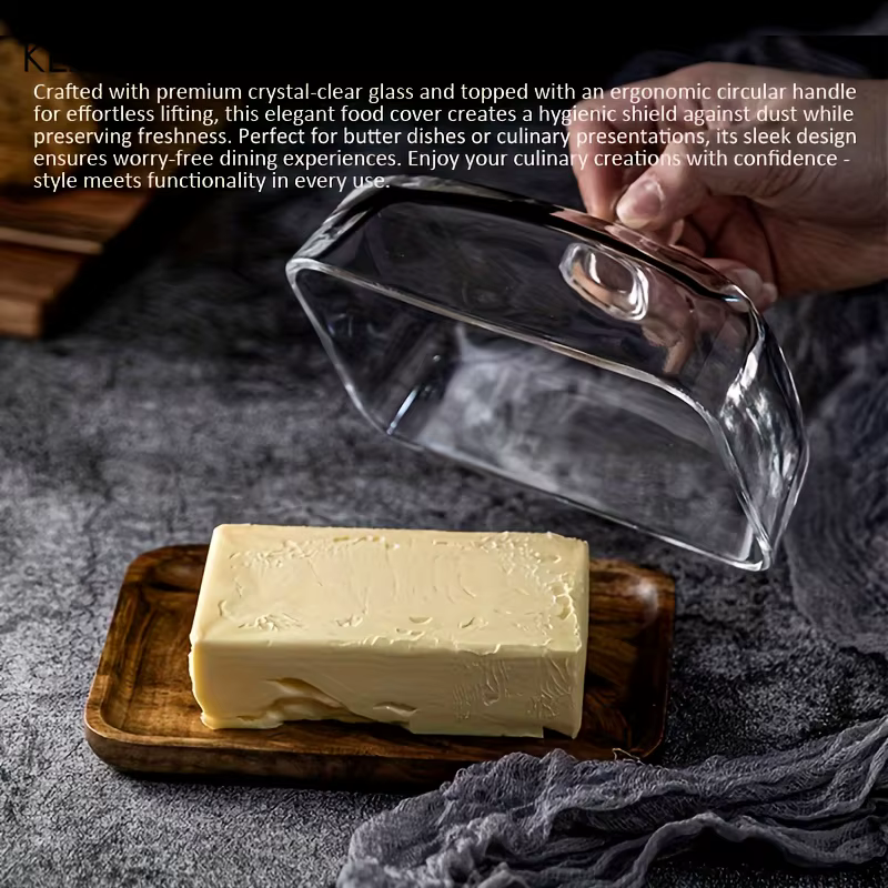 Beurre vintage avec couvercle en verre - Assiette à dîner rectangulaire élégante