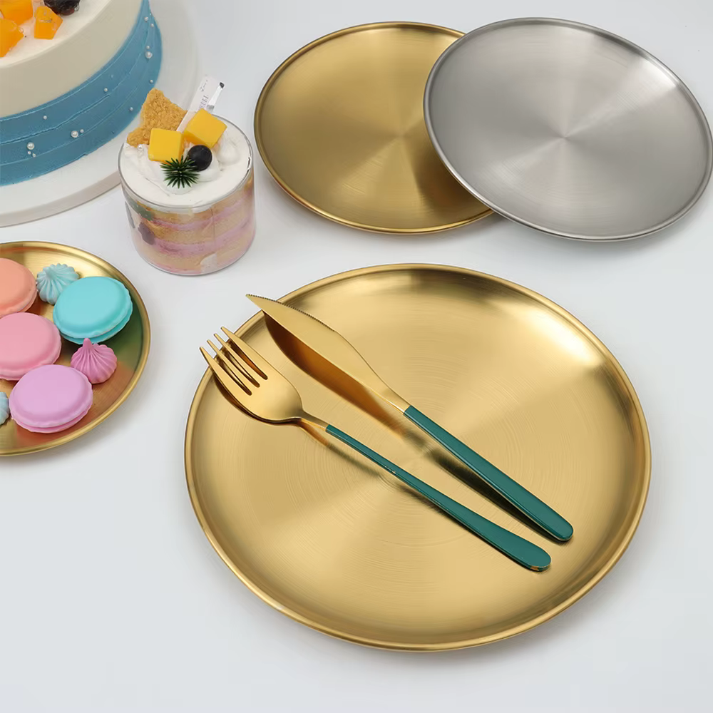 Assiette à Dessert Ronde en Acier Inoxydable