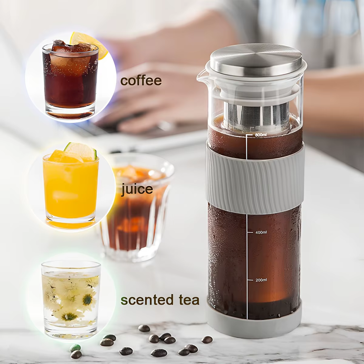 Carafe à café froid avec brosse de nettoyage
