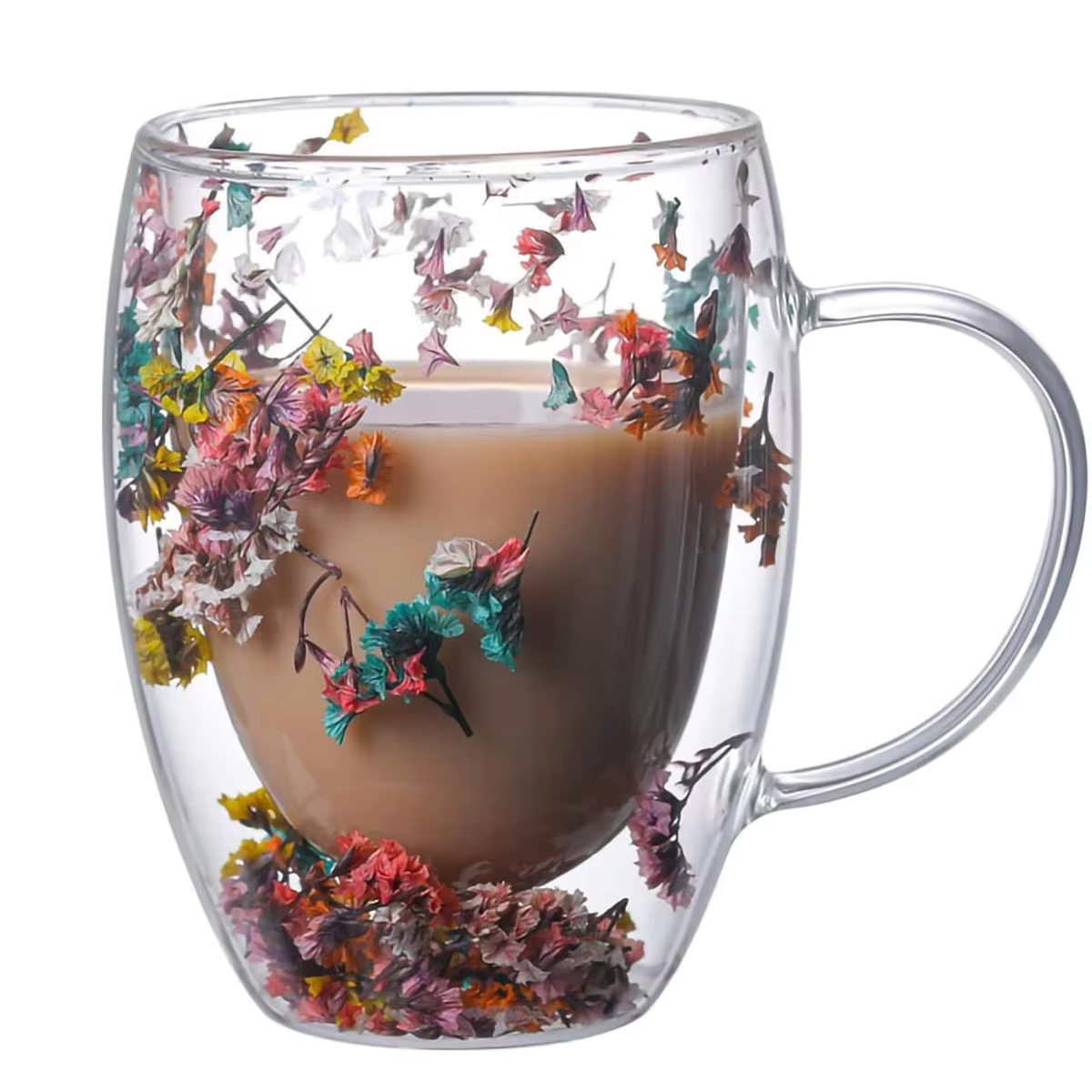 Tasse à café en verre à fleurs à Double paroi de 300ML