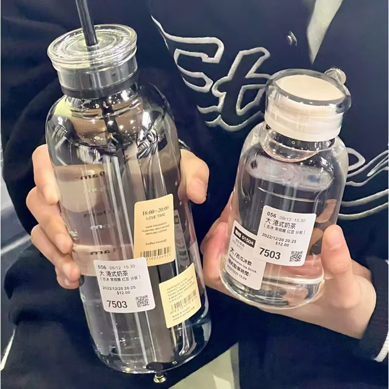 Ins-Bouteille d'eau en verre avec marqueur de temps