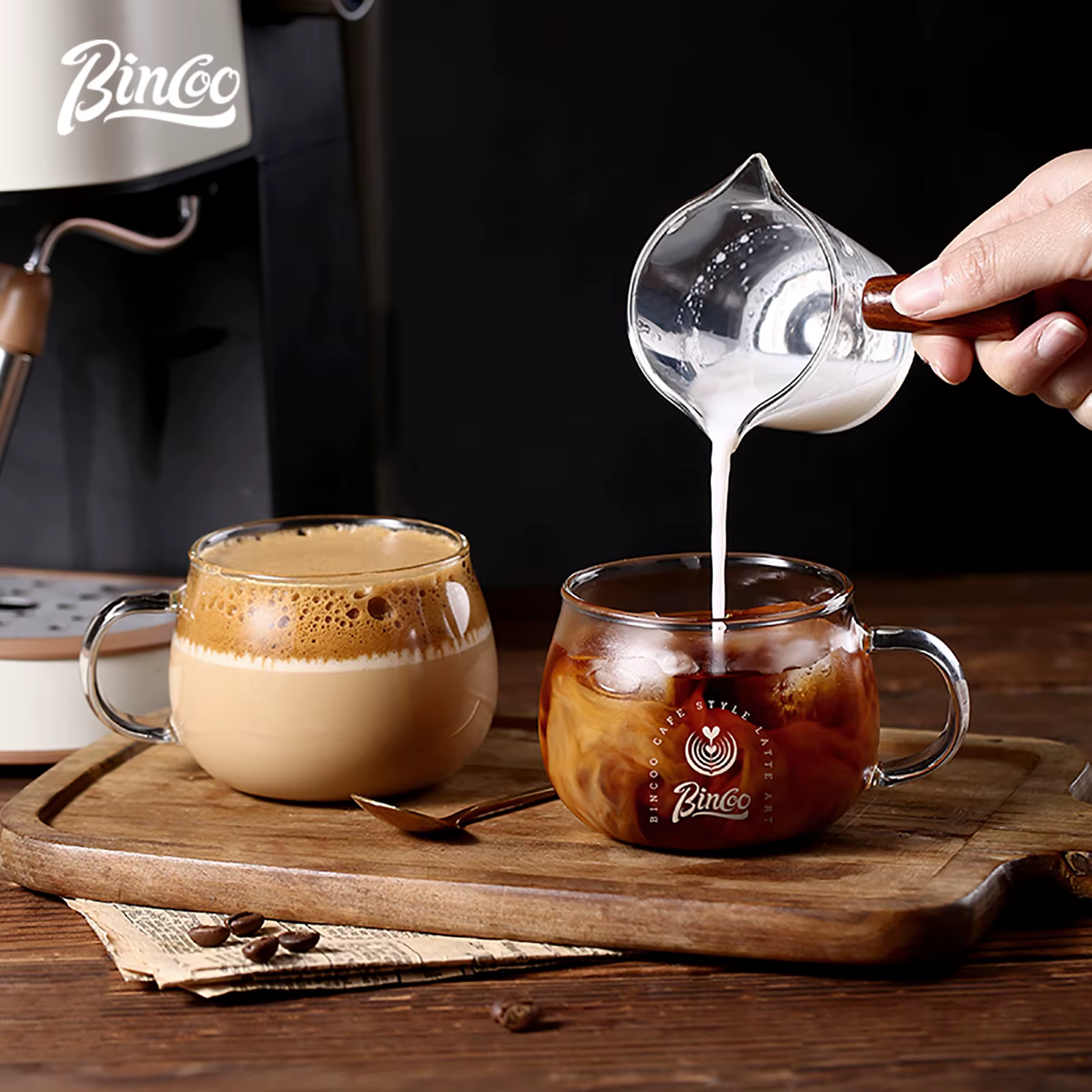 Bincoo-Tasse à café en verre borosilicate avec poignée