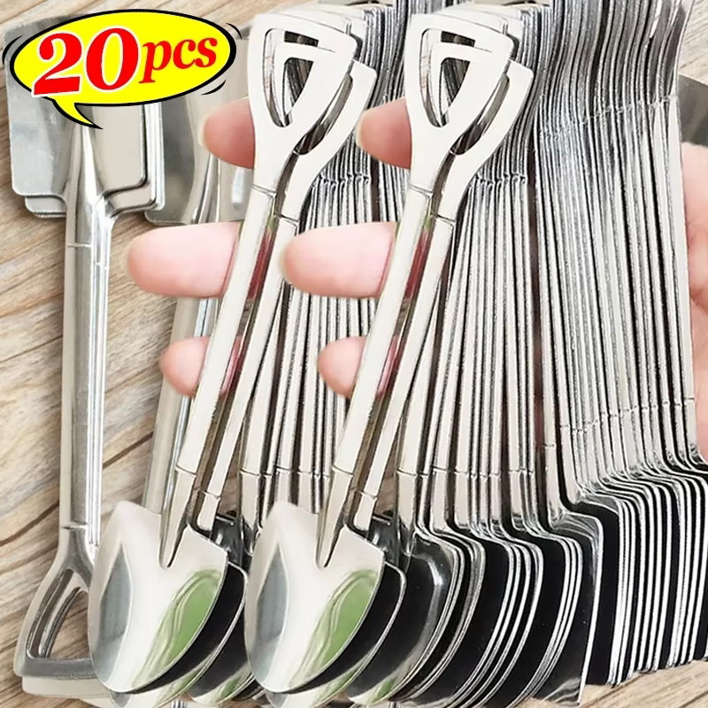 20/2x cuillères à pelle en acier inoxydable or argent Mini cuillère à café fruits crème glacée