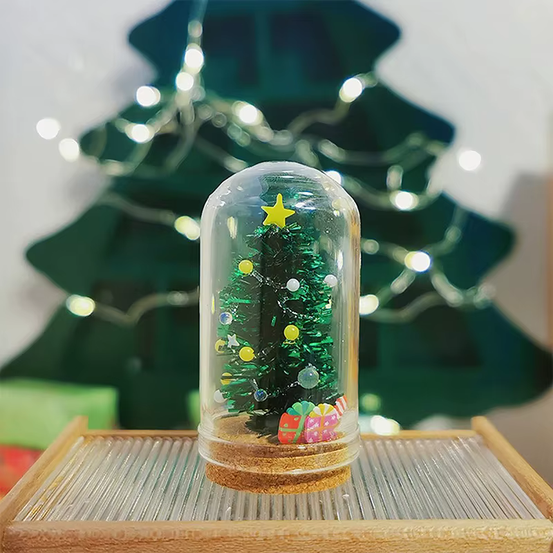 Maison de poupée Miniature en verre 1:12, modèle d'arbre de noël, jouet, ornement de maison de poupée
