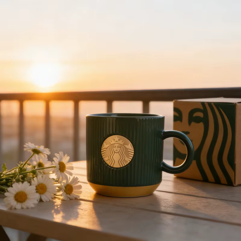 Mug Starbucks rétro à rayures vertes