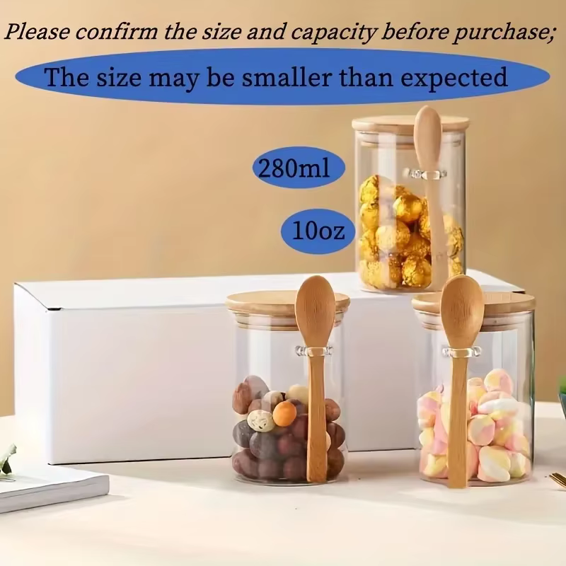 Récipient à sucre en verre de 280ml avec cuillère
