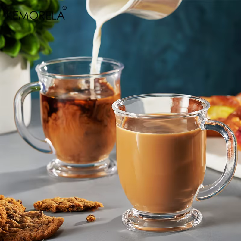 Tasse à café transparente avec poignée, tasse à Cappuccino créative, café, lait, thé, jus, usage domestique, ensemble de verres, 1/4 pièces