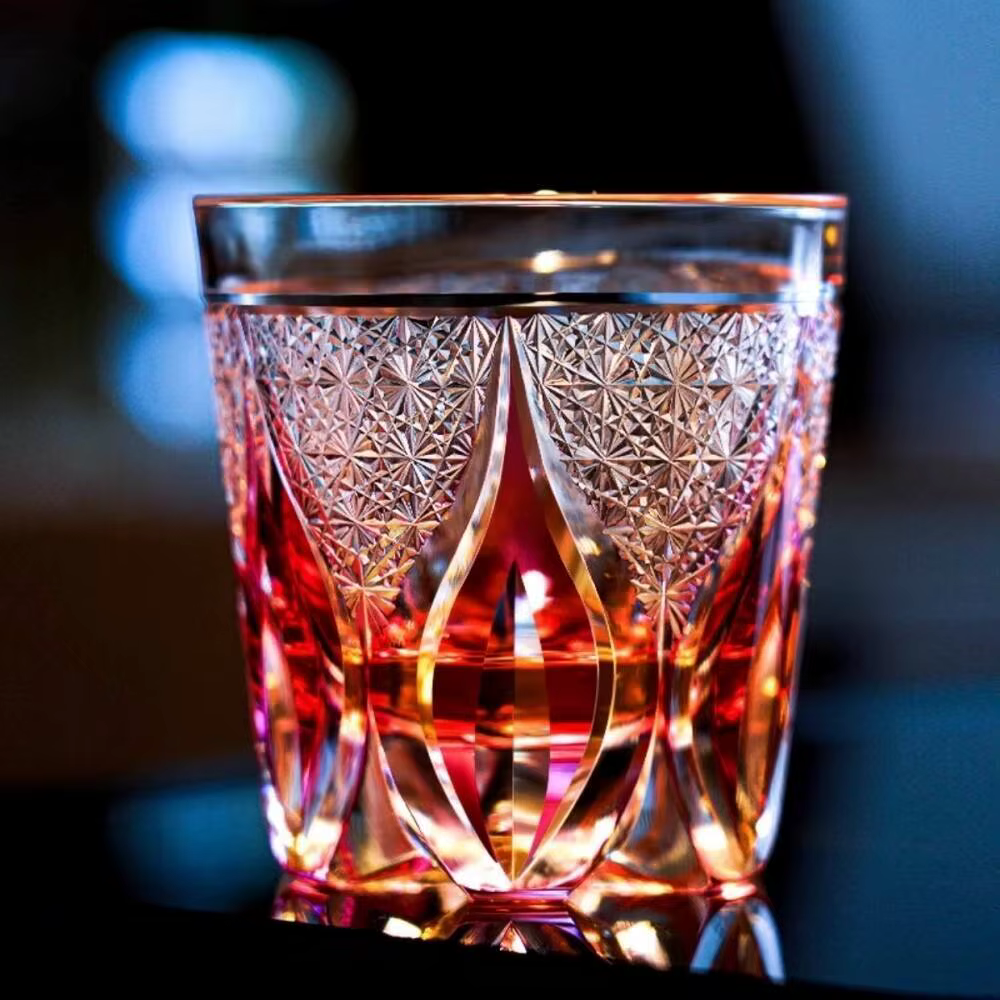 Verre à vin en cristal rose haut de gamme Edo Kiriko