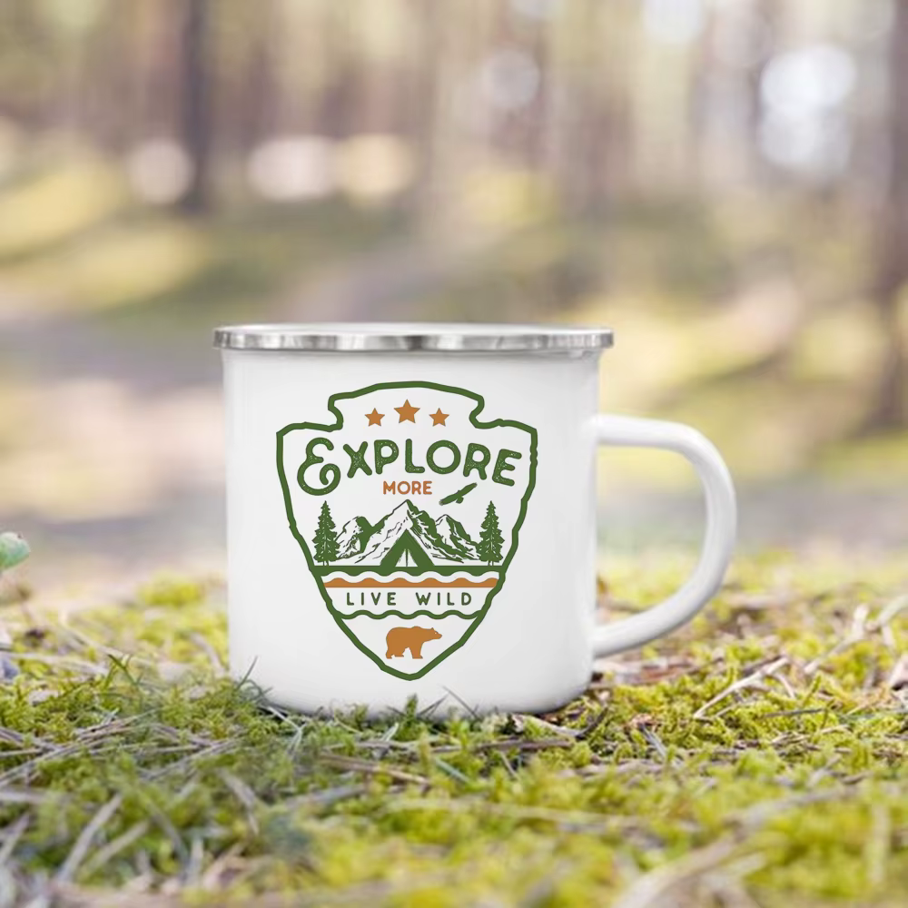 La vie est un voyage profitez du tour impression Camping tasse aventure feu de camp fête bière jus tasse montagne poignée tasses cadeaux pour camping-car