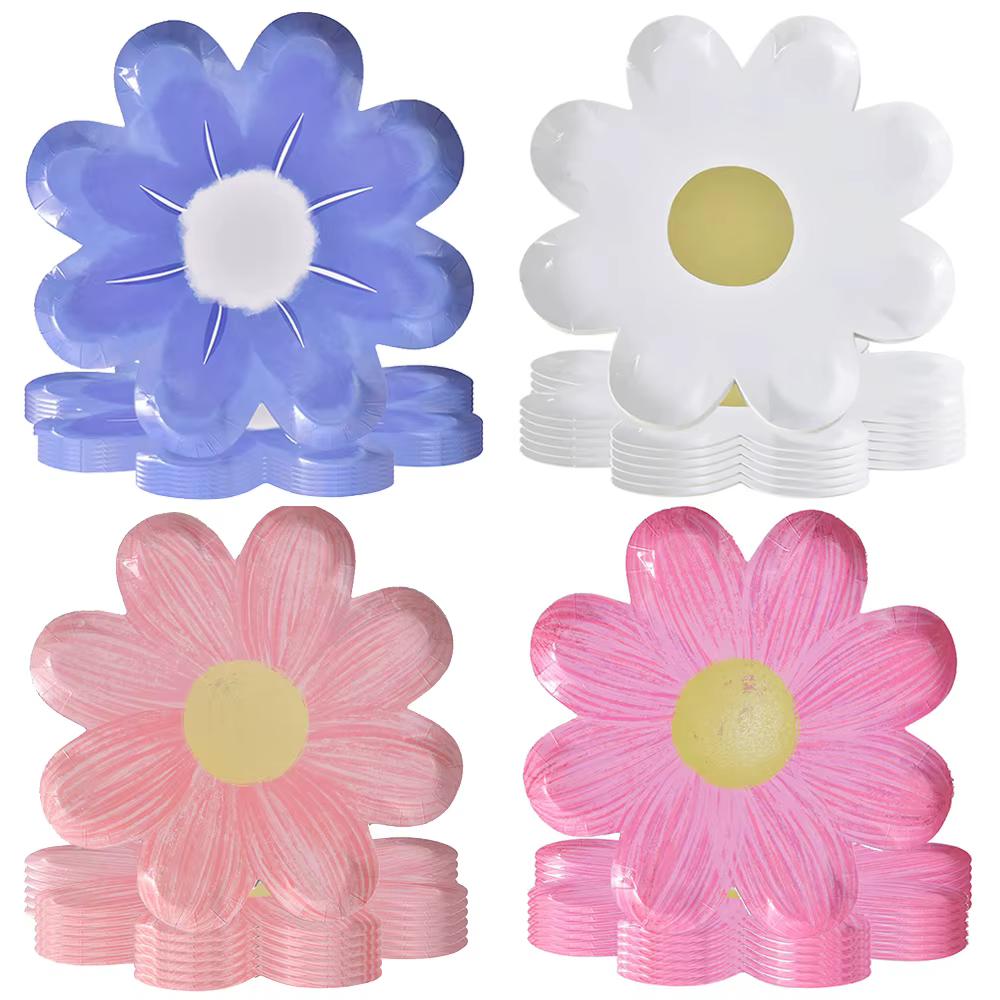 Assiettes jetables en papier fleur de marguerite