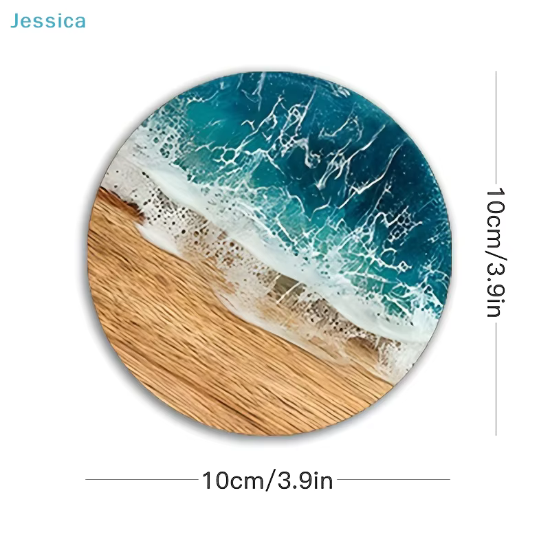 ♥ Ensemble de sous-verres océan vague et Grain de bois